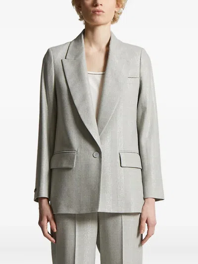 Peserico Single-breasted Blazer In Gray