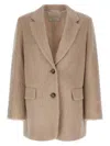Peserico Alpaca And Wool Striped Single-breasted Blazer In Neutral
