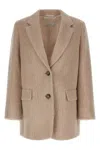 Peserico Alpaca And Wool Striped Single-breasted Blazer In Neutral