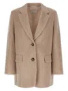 Peserico Alpaca And Wool Striped Single-breasted Blazer In Neutral