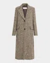 Peserico Single-breasted Long Sequined Herringbone Coat In Multi