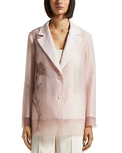 Peserico Single Breasted Mesh Overlay Jacket In Pink