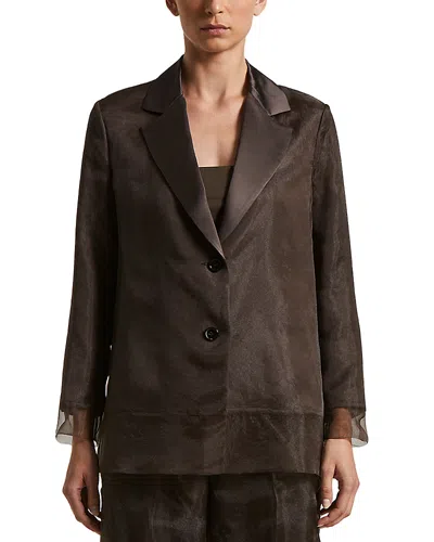 Peserico Single Breasted Mesh Overlay Jacket In Black