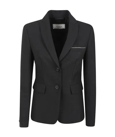 PESERICO SINGLE-BREASTED POINTED LAPEL SUIT JACKET