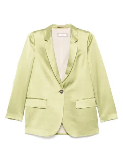 Peserico Single-breasted Satin Blazer In Green
