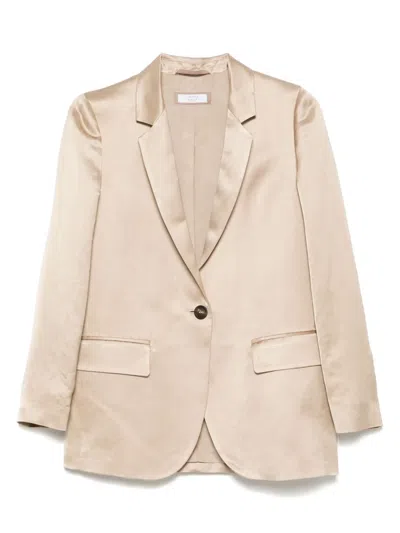 Peserico Single-breasted Satin Blazer In Neutrals