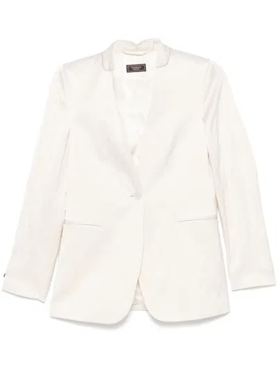 Peserico Single-breasted Satin Blazer In White