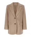 Peserico Alpaca And Wool Striped Single-breasted Blazer In Neutral