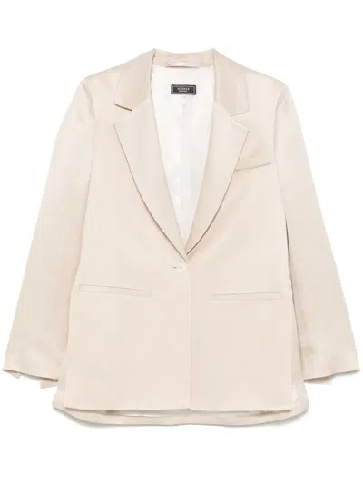 Peserico Single-breasted Twill Blazer In Neutrals