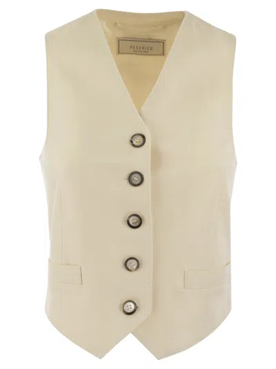 PESERICO PESERICO SINGLE BREASTED WAISTCOAT IN STRETCH VISCOSE BLEND CANVAS