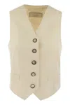 PESERICO PESERICO SINGLE-BREASTED WAISTCOAT IN STRETCH VISCOSE-BLEND CANVAS