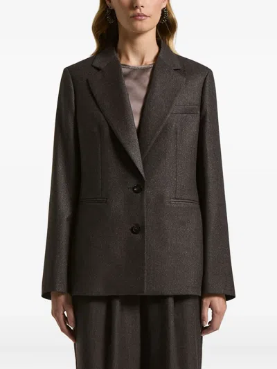 Peserico Single-breasted Wool Blazer In Brown