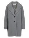 Peserico Mid-length Grey Coat With Notched Lapel In Multi