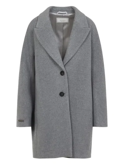 Peserico Cocoon Grey Virgin Wool Coat In Multi