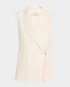 Peserico Single-button Grid Textured Vest In Cloud White
