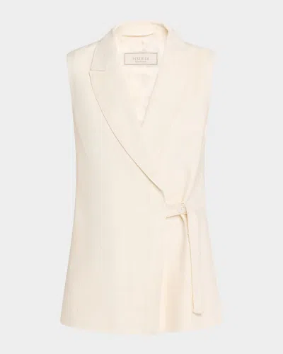 Peserico Single-button Grid Textured Vest In Neutrals