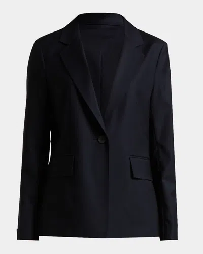 Peserico Single-button Virgin Wool Blazer In Space Blue