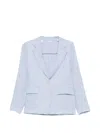 Peserico Linen Single-breasted Blazer In Blue