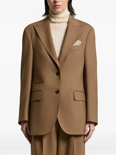 Peserico Single-breasted Blazer In Brown