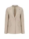Peserico Wool Single Breasted Blazer Notch Lapels In Neutral