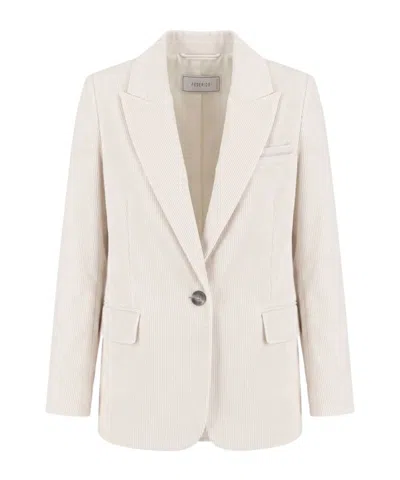 Peserico Corduroy Single-breasted Blazer In Neutral