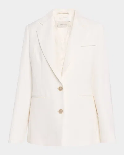 Peserico Single-breasted Linen And Viscose Blazer In White