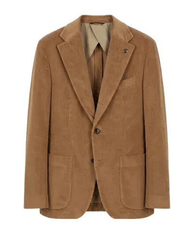Peserico Single-breasted Long-sleeve Blazer In Brown