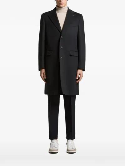 Peserico Single-breasted Notched-lapels Coat In Blue