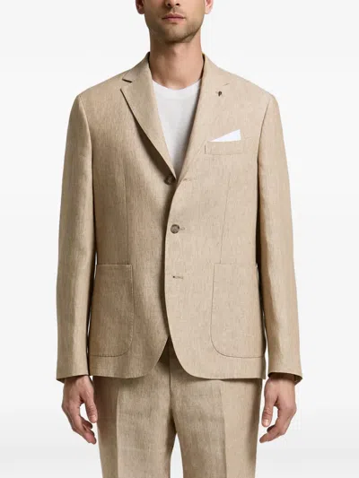 Peserico Single-breasted Patch-pocket Jacket In Neutral