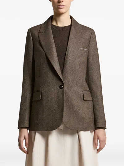Peserico Single-breasted Peak-lapel Blazer In Brown