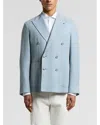 Peserico Six Button Double Breasted Blazer In Blue