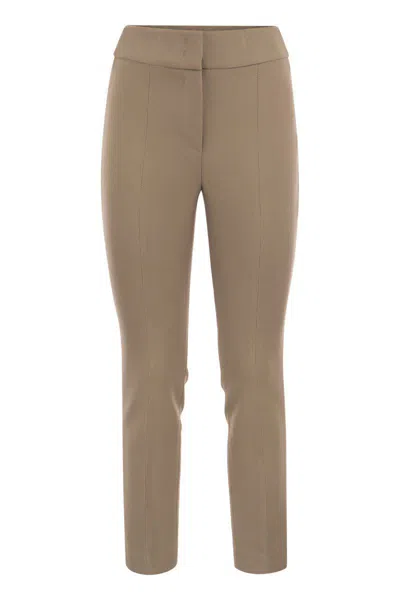 Peserico Skinny Fit Trousers In Viscose And Cotton In Camel