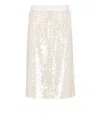 Peserico Midi Skirt With Sequins And Side Vent In Neutral