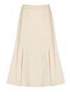 Peserico Flared Cotton Skirt Elastic Waistband In Neutral