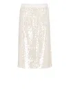 Peserico Midi Skirt With Sequins And Side Vent In Nude