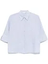 Peserico Relaxed Fit Striped Linen Shirt In Blue