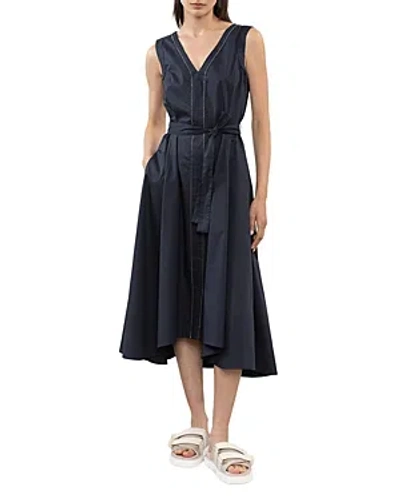 Peserico Sleeveless Belted Dress In Ink Blue
