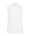 Peserico Collared Neck Sleeveless Top Layered Hem In White