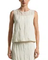 Peserico Sleeveless Crinkle Camisole In Almond White