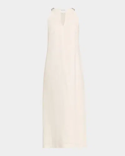Peserico Sleeveless Cutout Linen Midi Dress In Neutral
