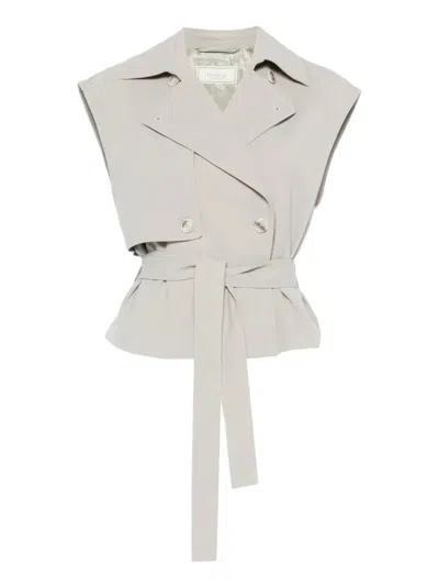 Peserico Sleeveless Double-breasted Blazer In Green