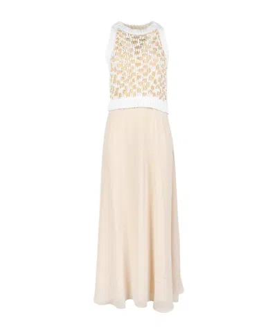 Peserico Crochet-knit Layered Dress In Neutral