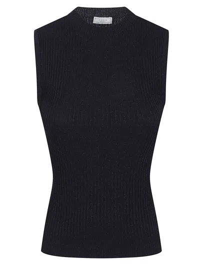 Peserico Textured Sleeveless Knit Top Shine In Black