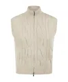 Peserico Cable Zip Vest In Alpaca Wool In Metallic