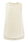 Peserico Sleeveless Linen Top In Beige