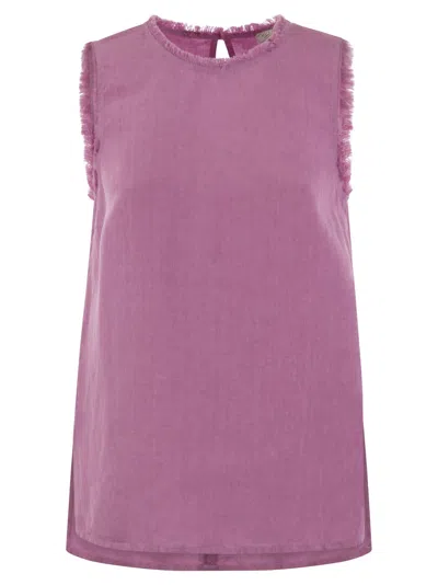 Peserico Sleeveless Linen Top In Pink