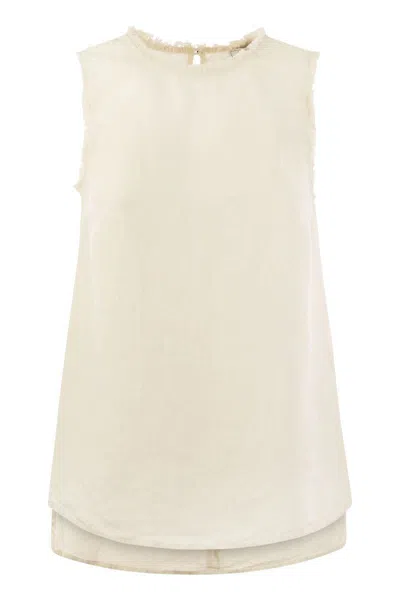 Peserico Sleeveless Linen Top In Sand