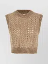 Peserico Lurex Tricot Vest Gilet Beige In Neutral