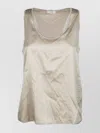 Peserico Sleeveless Relaxed Fit Lightweight Scoop Neck Top In Brown