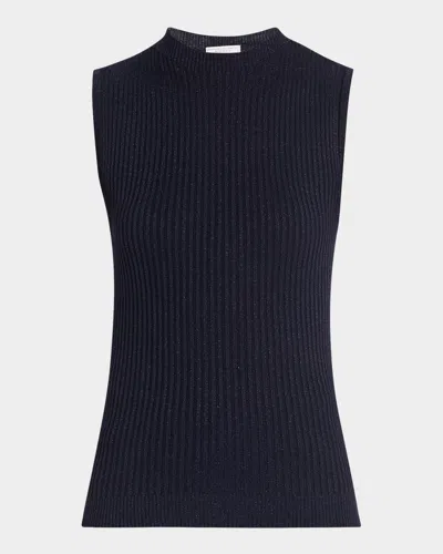 Peserico Sleeveless Rib Knit Top In Black